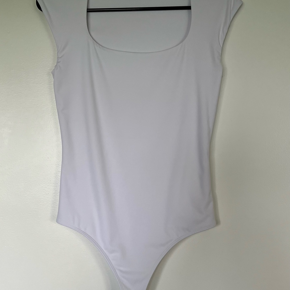 Express White Bodysuit One Piece Scoop Neck